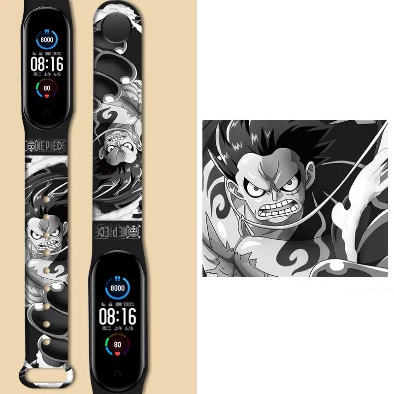 Strap Mi Band 5 Band 6 Band 4 Band 3 Strap Silicone Tali Pengganti Xiaomi Mi Band 3/4/5/6/7 Lucu Motif Kartun Anime Mi Band 7 Strap