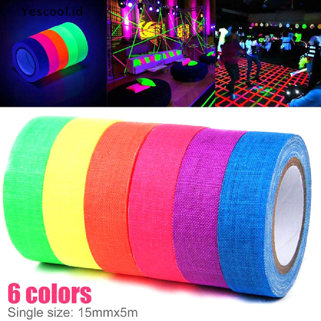 【Yescool】 UV Reactive Tape Blacklight Fluorescent Tape Glow in The Dark Neon Gaffer .