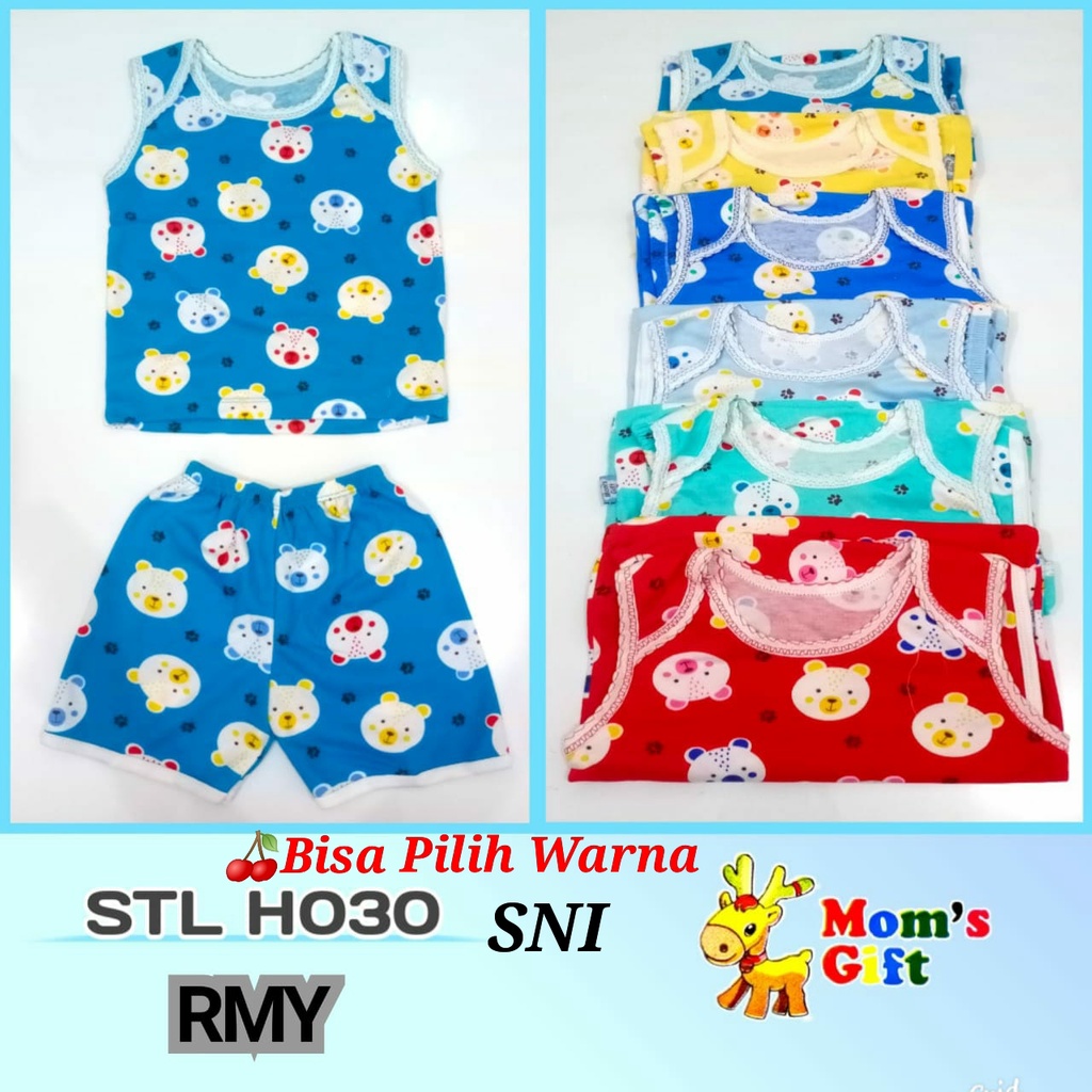 Setelan Anak  Bear Renda Singlet + Celana Mom's Gift SNI Katun Halus Adem