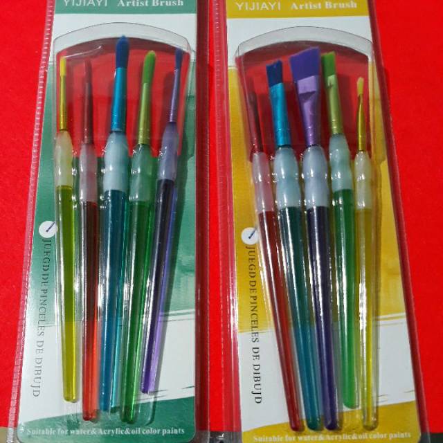 

Kuas lukis cat air, cat oil, cat poster, cat acrylic set isi 5 YIJIAYI 18cm