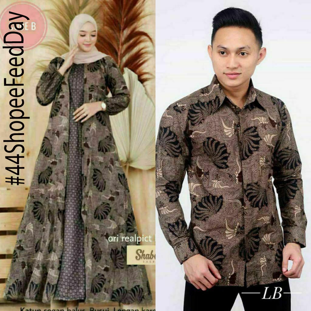 Batik Couple Kemeja Batik Dan Gamis Cardy Batik Motiv Terbaru Bahan Katun Adem Di Pakai