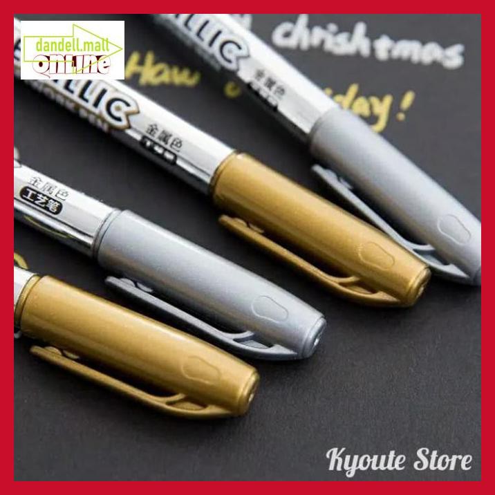 

U8Tyrt67- Spidol Pulpen Metallic Silver Gold Pen Marker Kertas Hitam Lettering - Silver E3Yrf797-