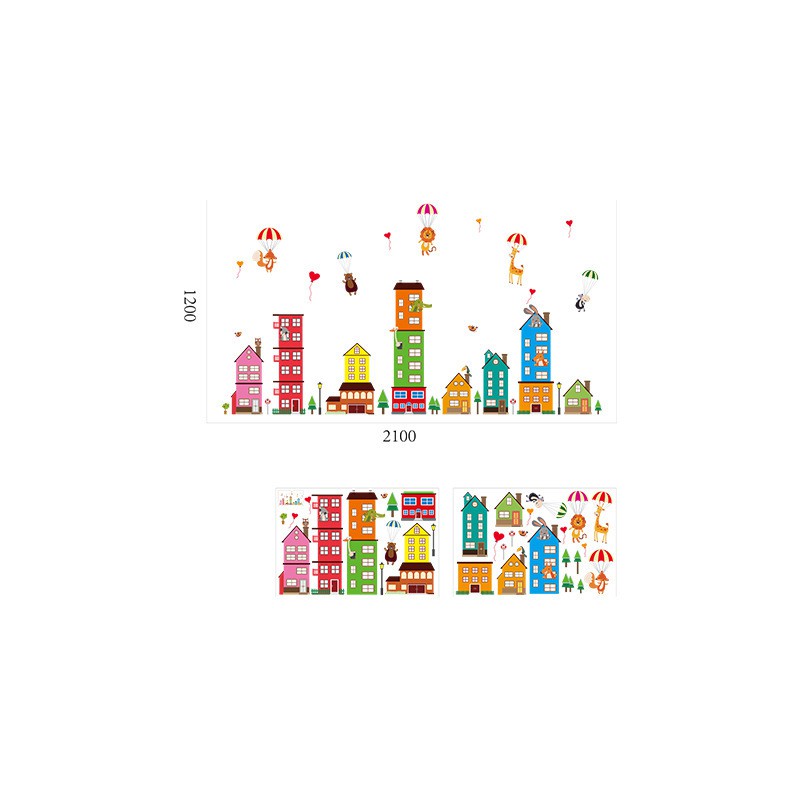 Reliza Wall Sticker Big Town City Kids Kota Anak Wallsticker Stiker Dinding LDR8101