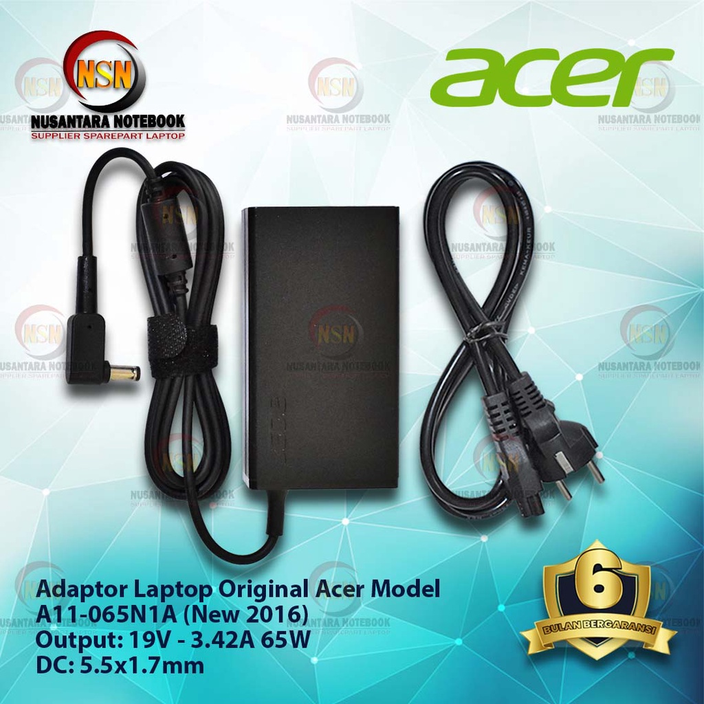 Adaptor Charger Original Acer 19v - 3.42A DC 5.5*1.7mm New Model 2016