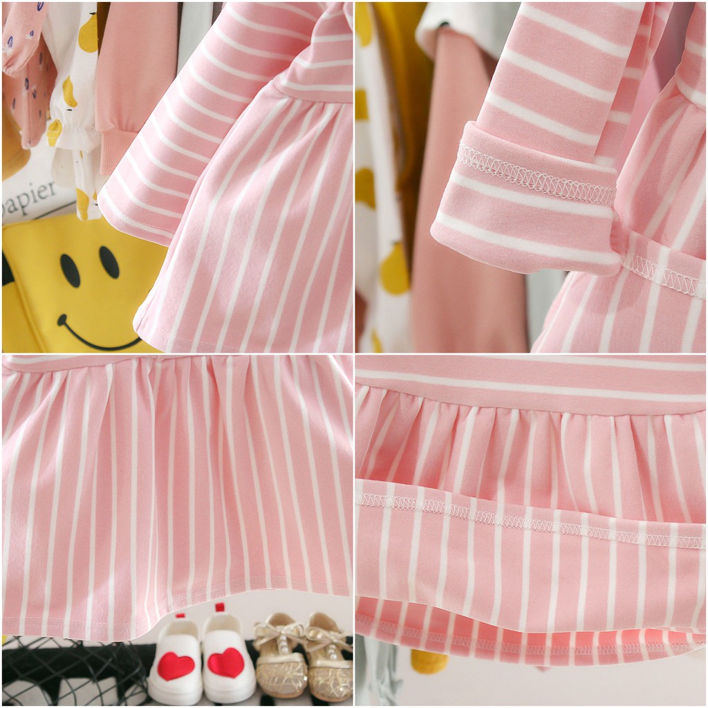 DR26-Dress Bayi Garis Smiley Kelinci-6
