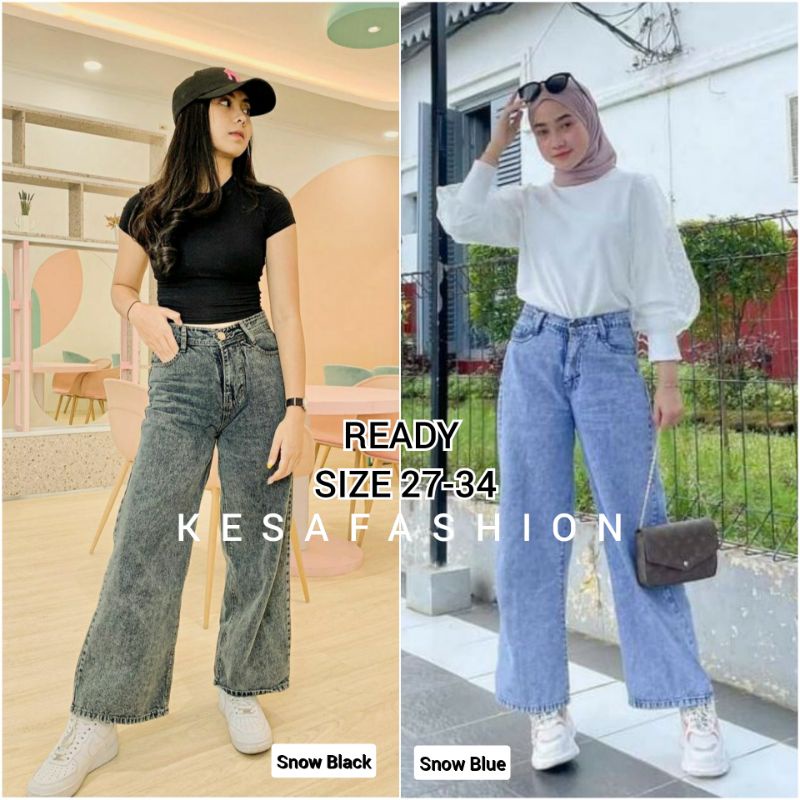 Highwaist Kulot Jeans Wanita Loose Celana Panjang Wanita Celana Jins Kulot Korean Style