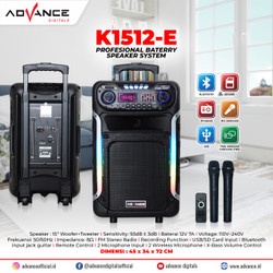 ADVANCE K1512-E SPEAKER KARAOKE BLUETOOTH 15 INCH WITH 2 MIC WIRELESS