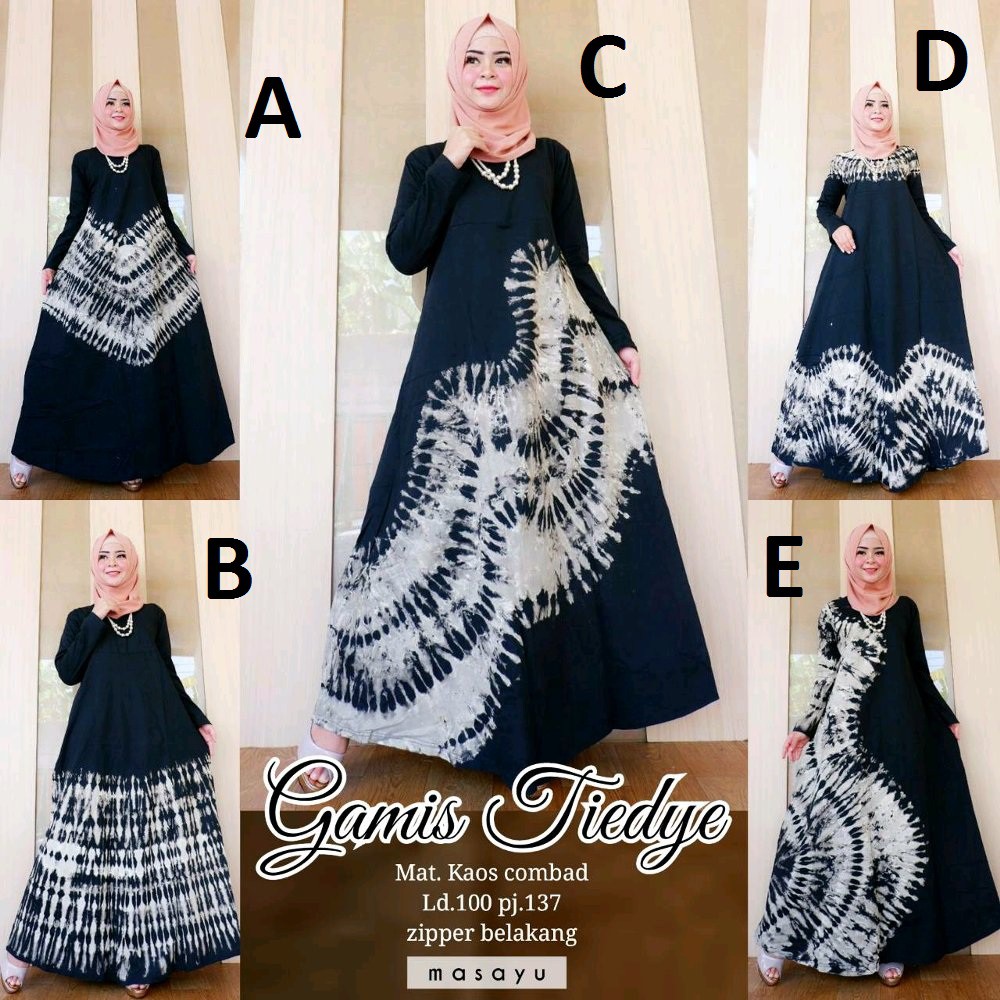 BISA PILIH MOTIF Masayu gamis  kaos  pelangi tiedye batik 