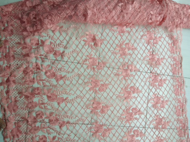 Kain tulle kotak bordir senada/tulle kotak/grosir kain