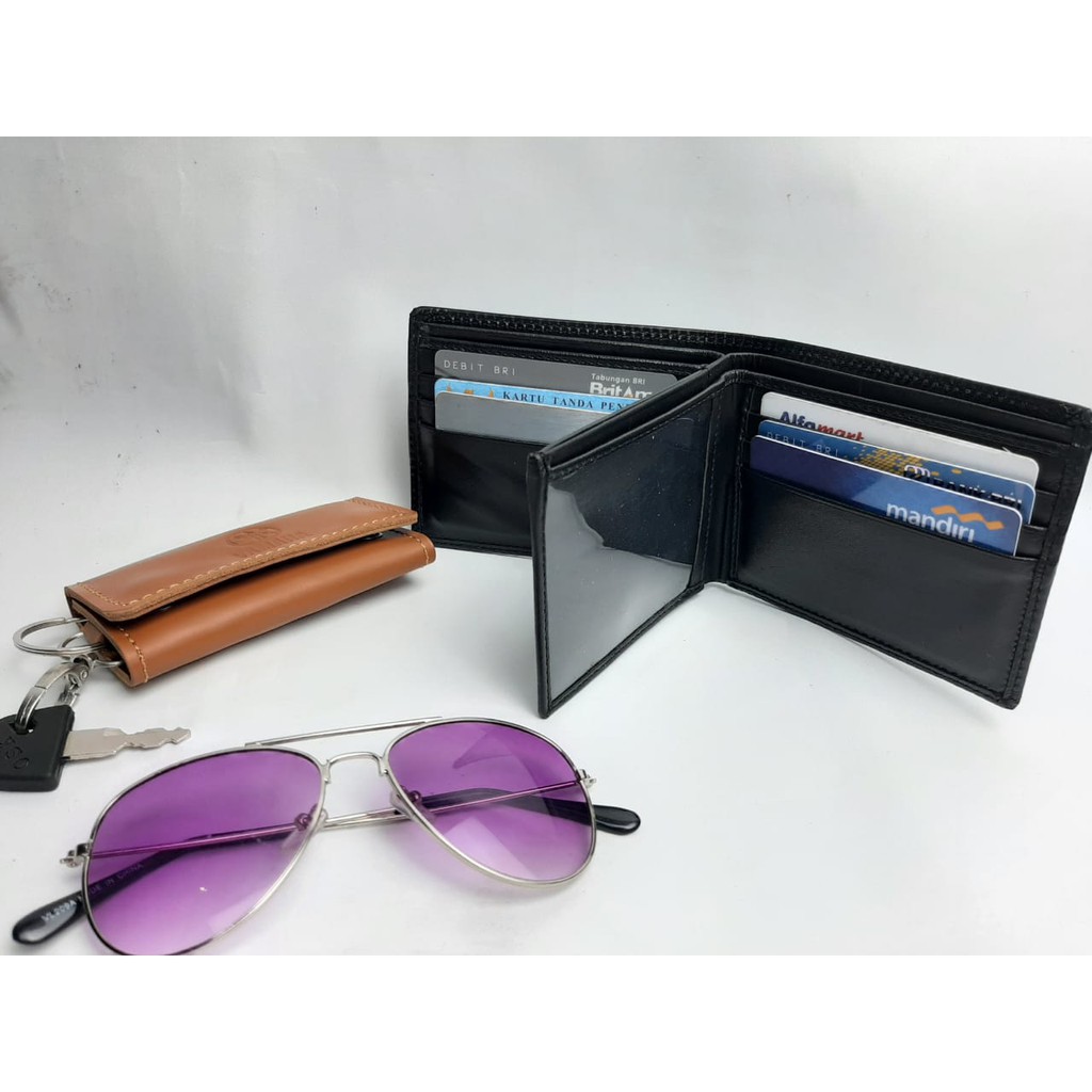 Dompet Kulit Asli LIPAT Pria 3Dimensi Casual Black Brown Dark Ori Khas Kota Garut