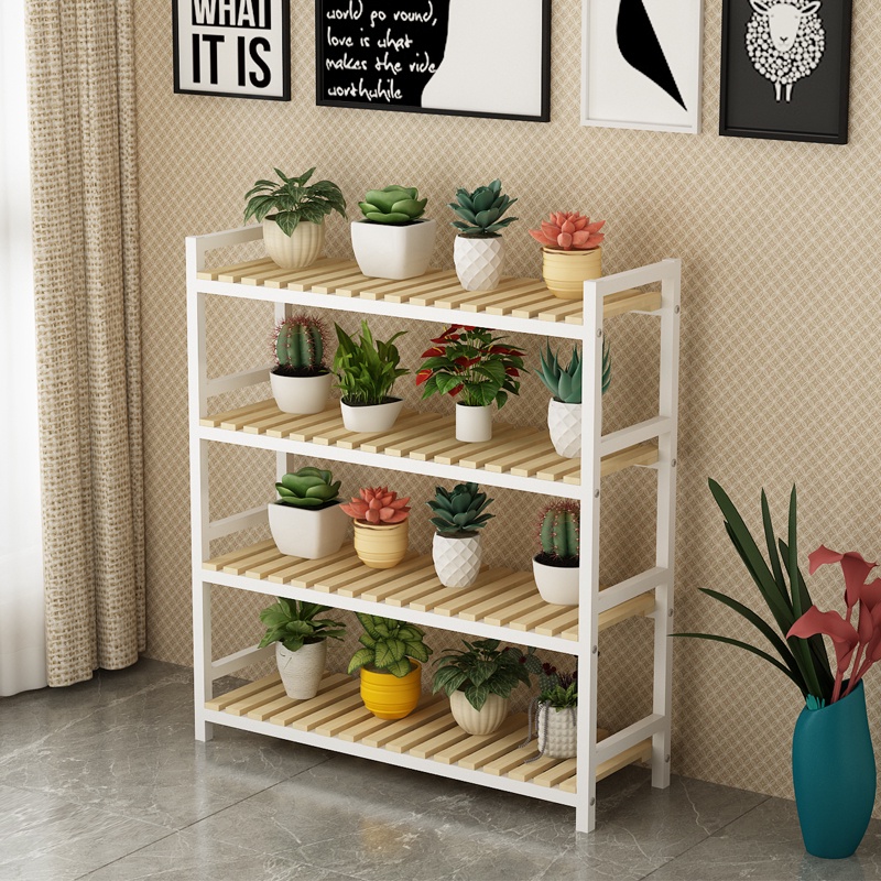 PROMO Wooden Shelf 4 Susun / Rak Kayu Besi IMPOR / Rak Serbaguna / Rak Samping