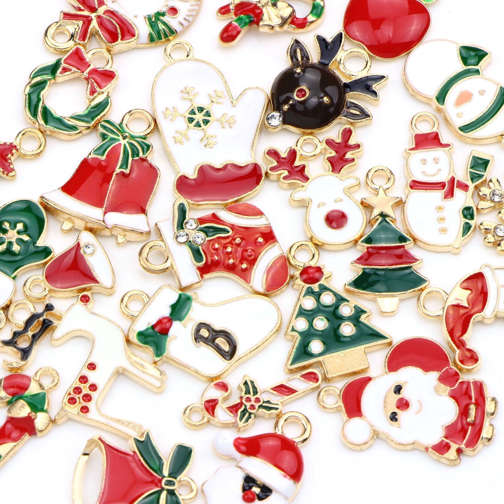 [19PCS  Enamel  DIY  Christmas Charms Xmas Tree decorations for  Christmas Festival Home Party ]