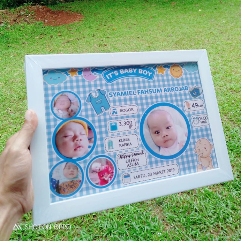biodata kelahiran bayi plus bingkai.cetak foto biodata anak murah