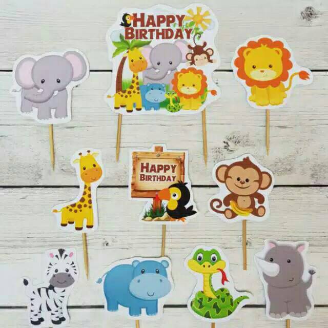 Topper toper cupcake cup cake kue ulang tahun birthday karakter animal zoo