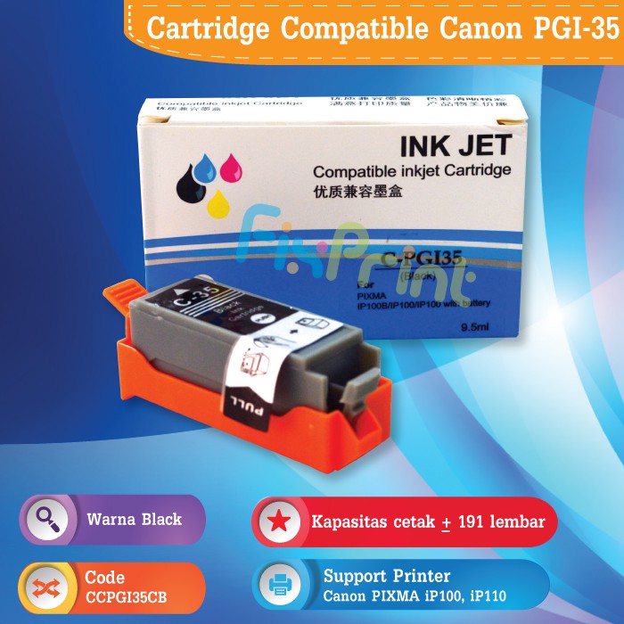 Cartridge Tinta Compatible Canon Black  PGI-35 PGI35 PGI 35 C-PGI35 PG35 PG 35 Plus Chip