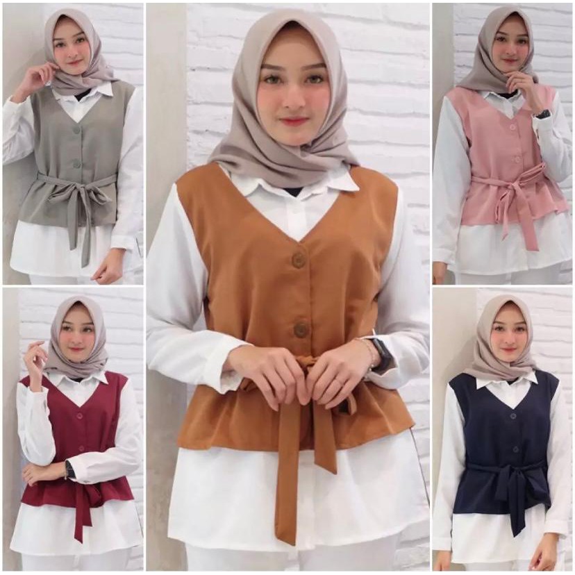 Kemeja Alemia Wanita/ Blouse Wanita Terbaru Clothes Project / Kemeja Rompi Cewe Murah Polos Lengan P