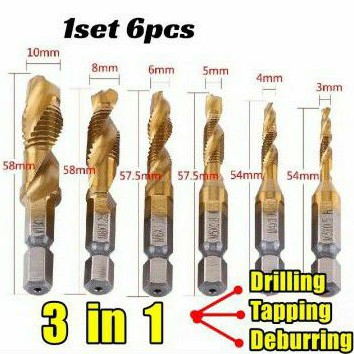 Mata Bor Pembuat ULIR set 6pcs Mata Bor extractor buat DRAT
