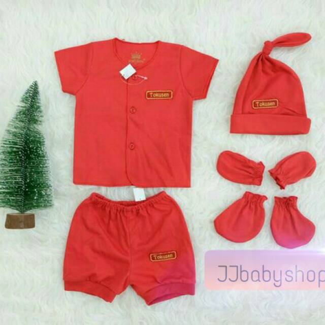Set baju bayi newborn / baju bayi merah