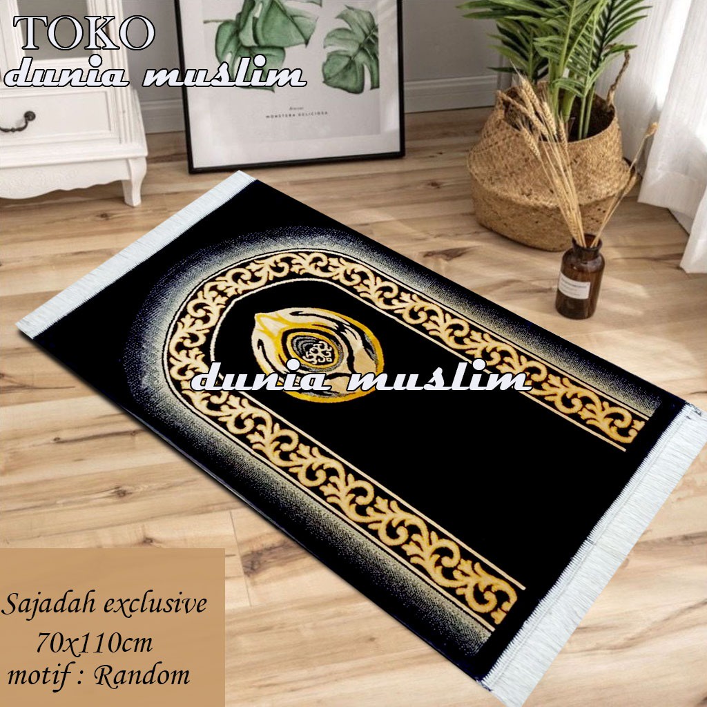 Sajadah Hitam Motif Kiswah Sajadah Turki ukuran 70x110 By Dunia Muslim