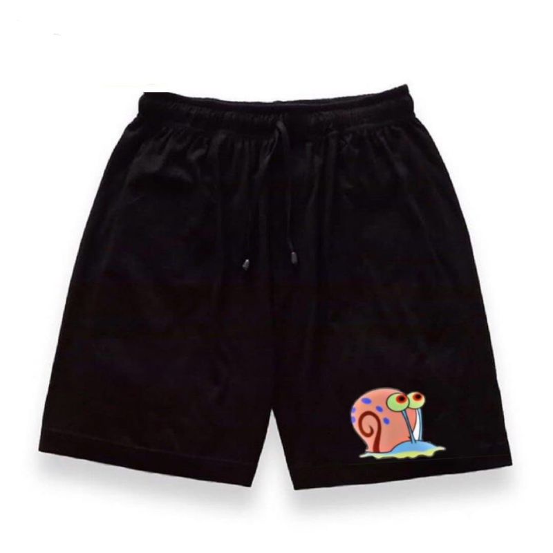 Celana pendek SPONGEBOB GERRY / boxer short pants kartun katun / baby terry hitam / kolor