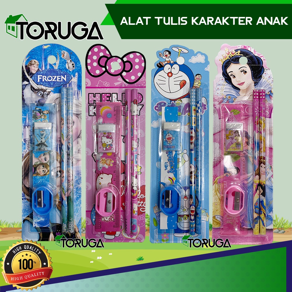 SET ALAT TULIS SEKOLAH 5 in 1 KARAKTER LUCU / MINI STATIONERY