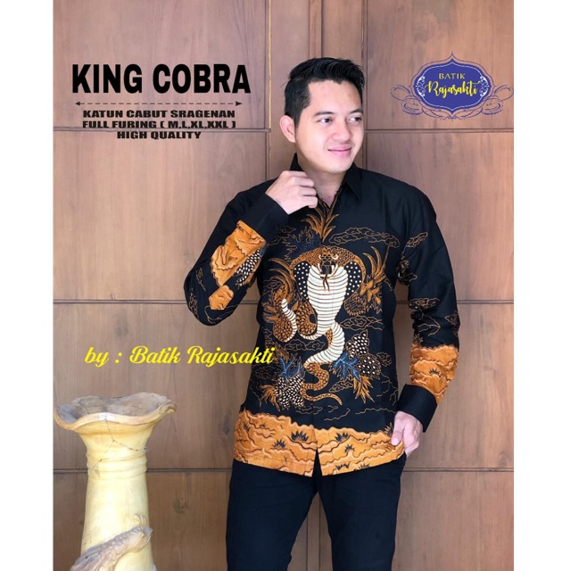 Kemeja Batik KING KOBRA FULL FURING Katun Cabut Halus Sragenan Ori Solo