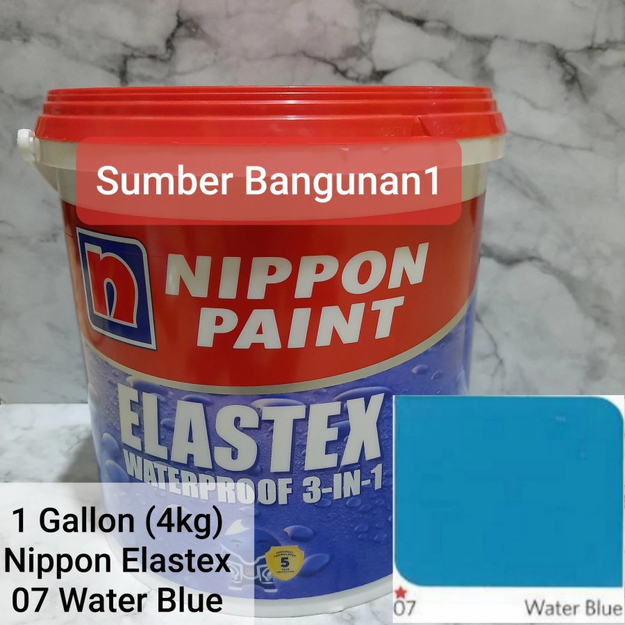 Nippon paint Elastex waterproof 07 water blue 1 gallon cat waterproofing biru