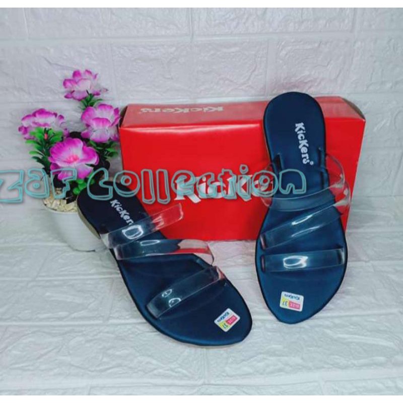 sandal wanita kaca bagus Kickers ORI warna navy