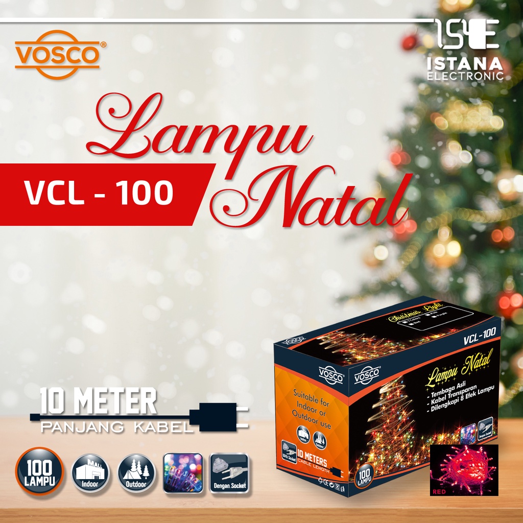 [COD] Istana Electronic Lampu Natal Led Vosco 10Meter Light ( lampu hias led lampu dekorasi murah ) Tersedia Tujuh Pilihan Warna FREE ONGKIR