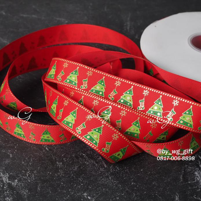 

PITA NATAL /CHRISTMAS - GROSSGRAIN - MERAH - XMAS TREE; L 2.5CM; P 50Y TERMURAH