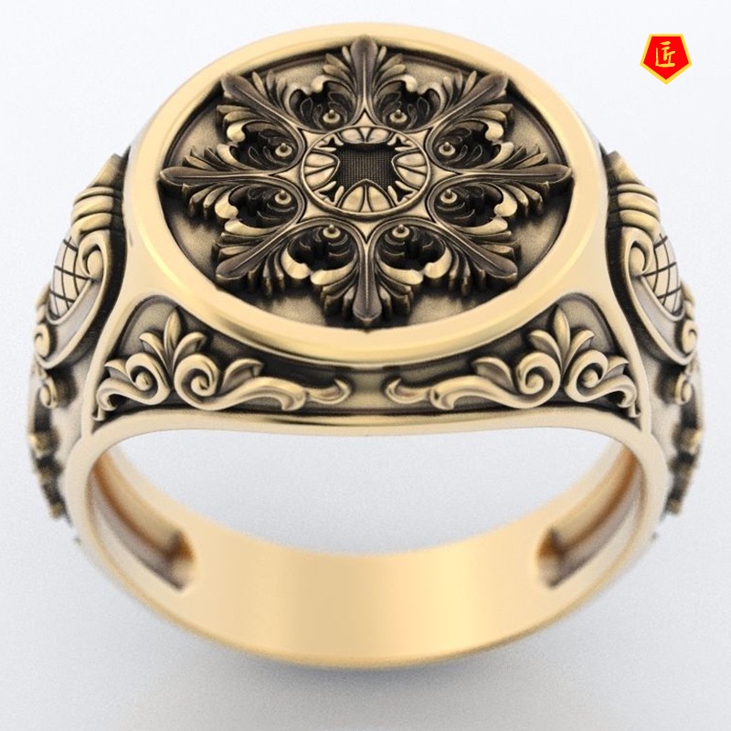[Ready Stock]Fashion Retro Domineering Ring 18K Gold