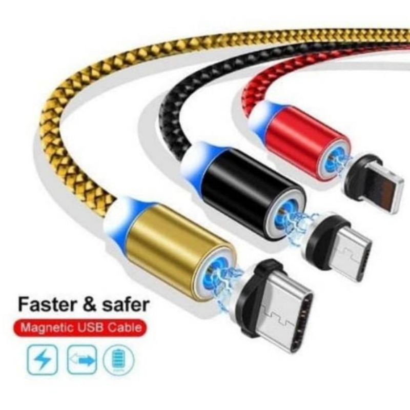 kabel data magnetic 3in1 1 set iphone type c mikro cable casan cesan usb data