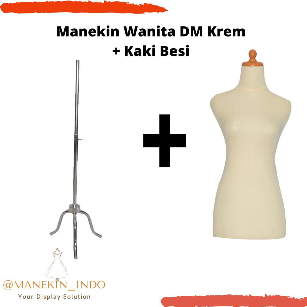 MANEKIN WANITA DEWASA DM KREM + TIANG BESI|MANEKIN WANITA| MANEKIN MURAH|MANEKIN BAJU|