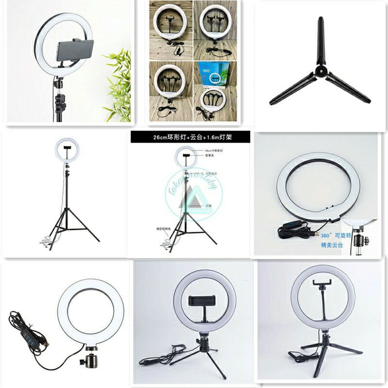 PROMO...Paket Komplit Lampu Ring Light 16cm/20cm/26 cm/30cm