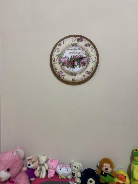 048 Jam Dinding Cantik Motif Shabby Chic Bunga