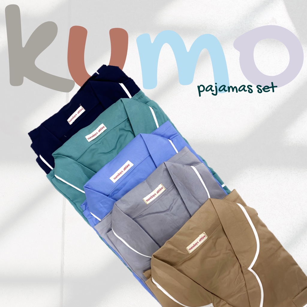 Sundays Attire - KUMO SET / Piyama Wanita Rayon Berkerah Dengan Lining Putih Celana Pendek