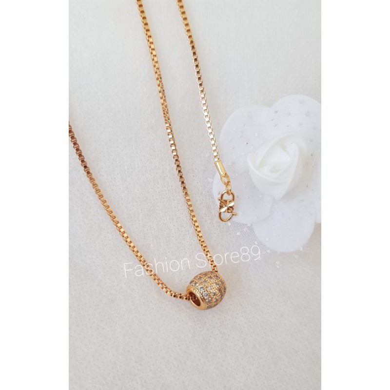 Ready kalung Bola permata full permata putih xuping perhiasan lapis emas import fashion replica emas