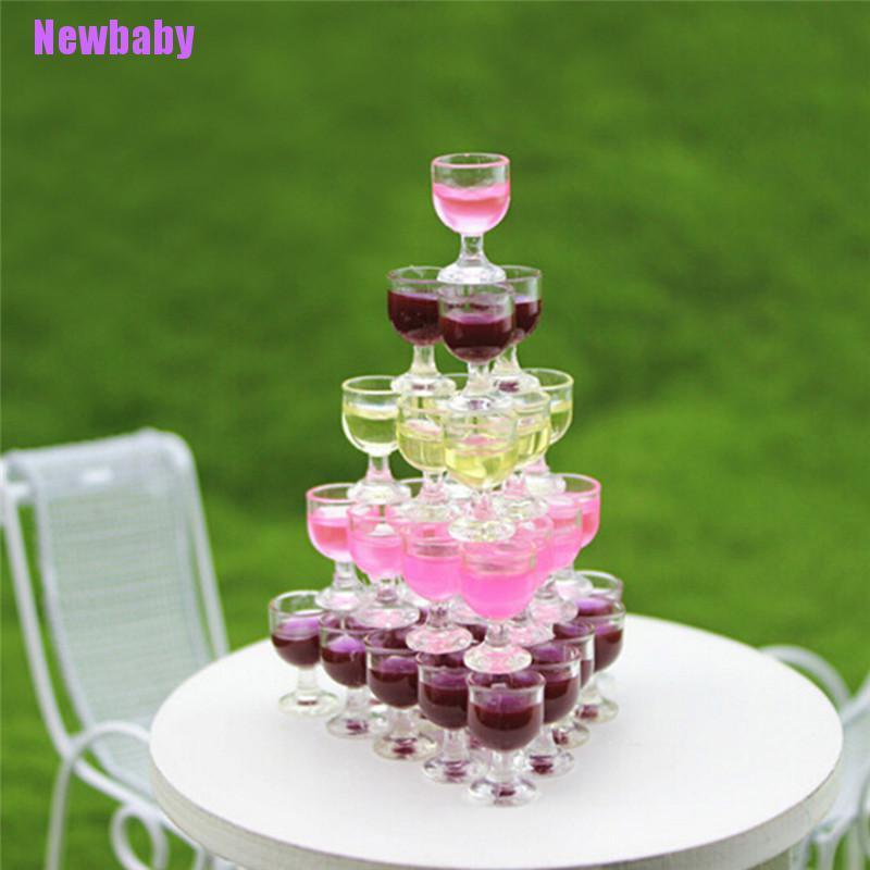 (Newbaby) 2pcs / Set Mainan Miniatur Botol Red Wine Skala 1: 12 Untuk Aksesoris Rumah Boneka