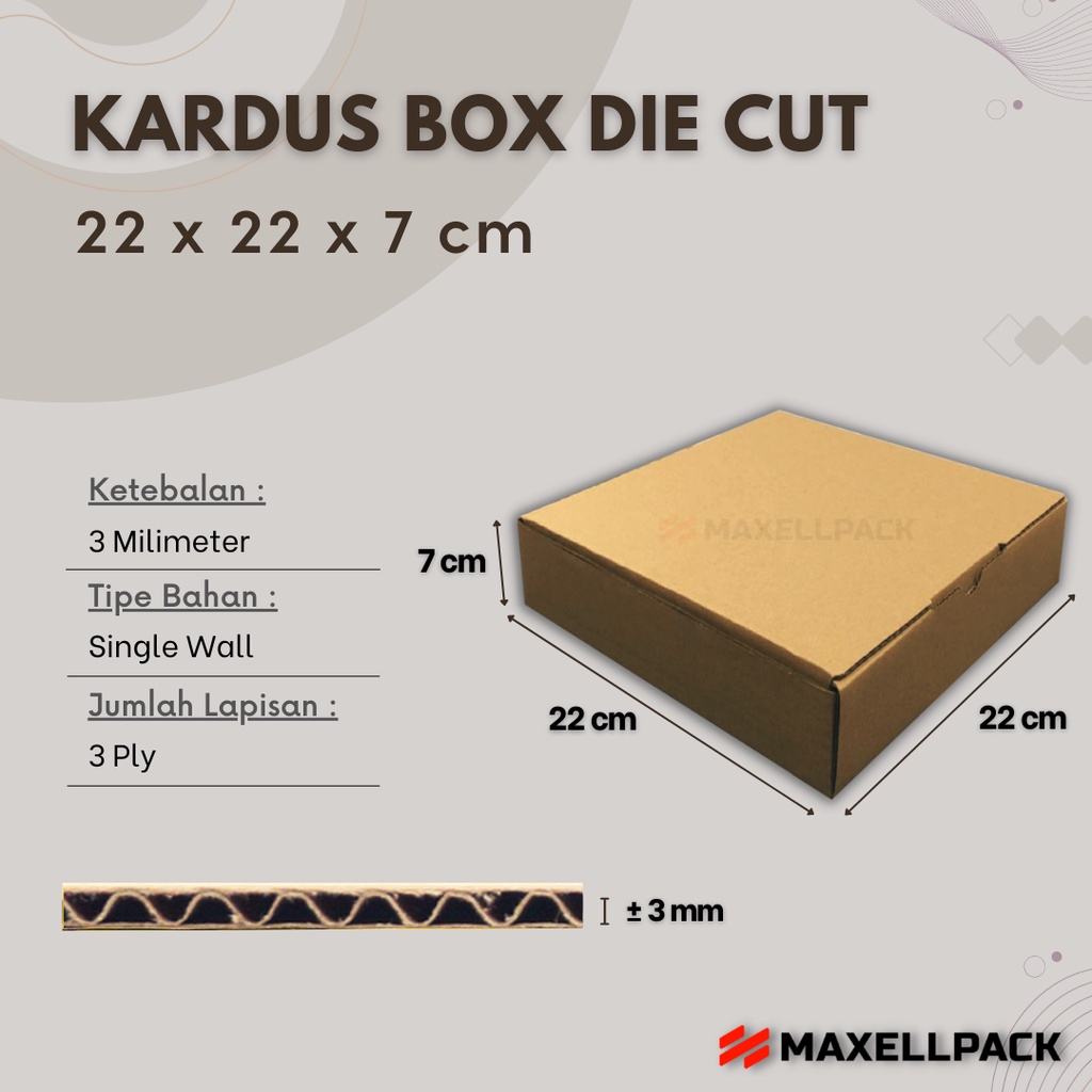 

Kardus Box Die Cut 22x22x7 CM Dus Packing Makanan Kue Pizza Polos