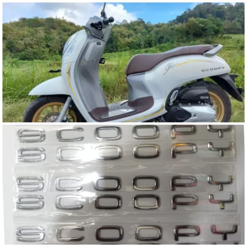 Emblem Honda Scoopy 2021 warna silver (satu pasang)
