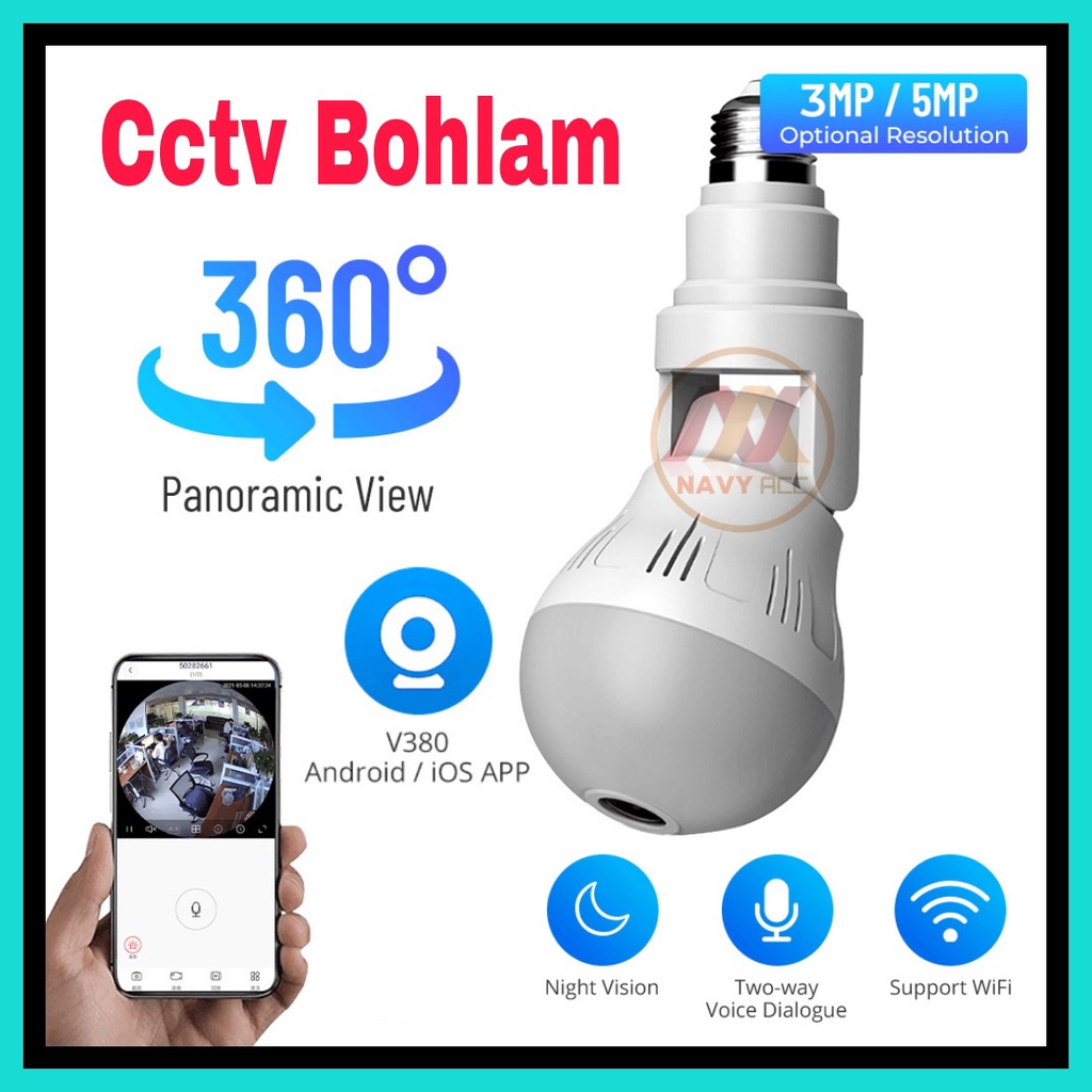 Kamera Bohlam Wifi Panoramic Cctv Lamp - Kamera Spy Cctv Lamp