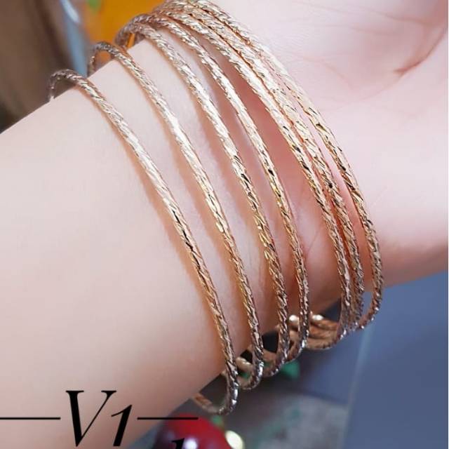 Xuping gelang keroncong lapis emas 24k terlaris 0512