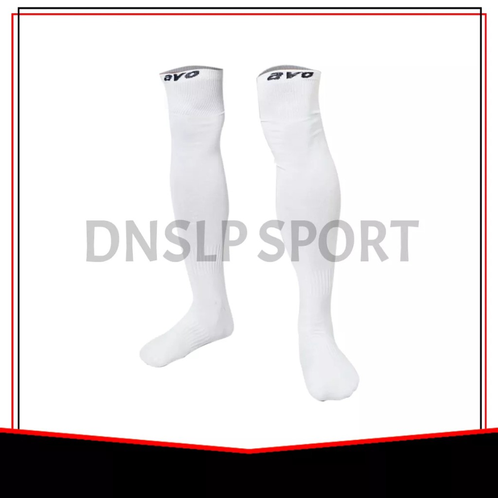 PAKET KAOS KAKI PANJANG / KAOS KAKI BOLA FUTSAL PANJANG &amp; SKIN DEKKER AVO WARNA PUTIH