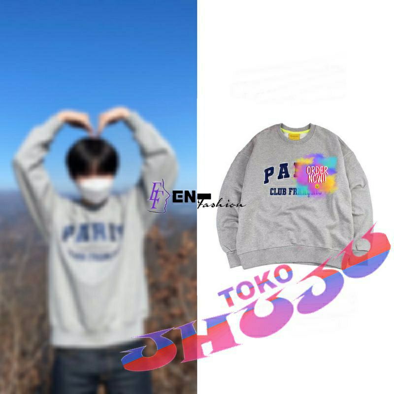 Basic Sweater Sunoo engene style  Paris club francais Sablon Navy tanpa lis putih