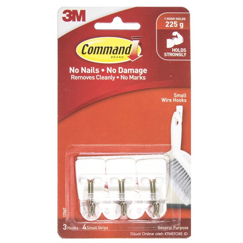 3M Command Hook pengait dinding Small Wire Hook 17067