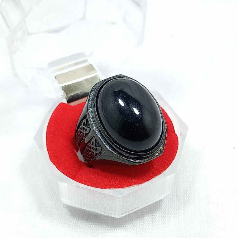 CINCIN BATU AKIK KECUBUNG WULUNG ASLI NATURAL IKATAN RING TITANIUM TANAM
