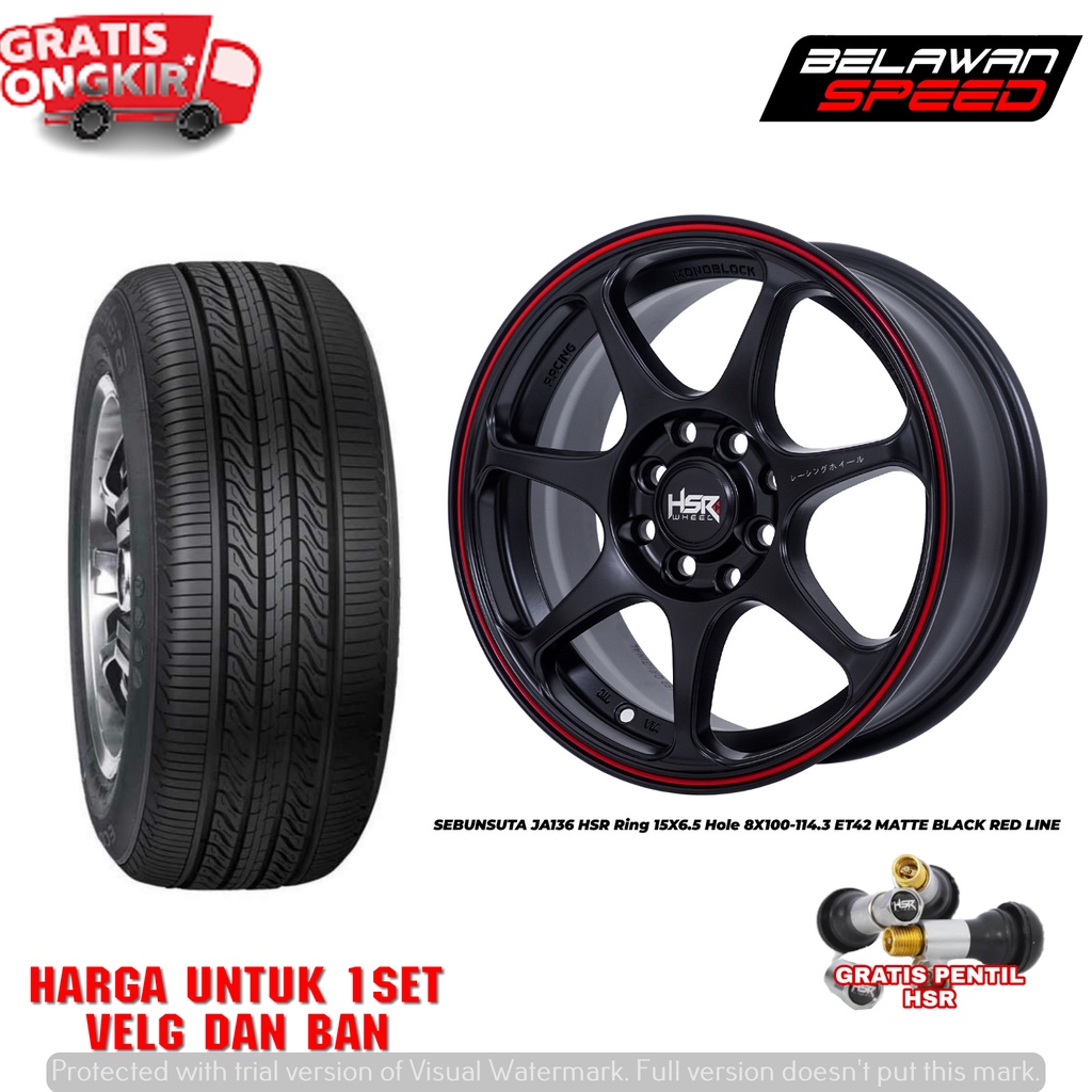 PAKET VELG RACING+BAN RING 15 MOBIL AGYA SIGRA KIA RIO PICANTO BRIO BALENO HSR SEBUNSUTA R15 VELG MU