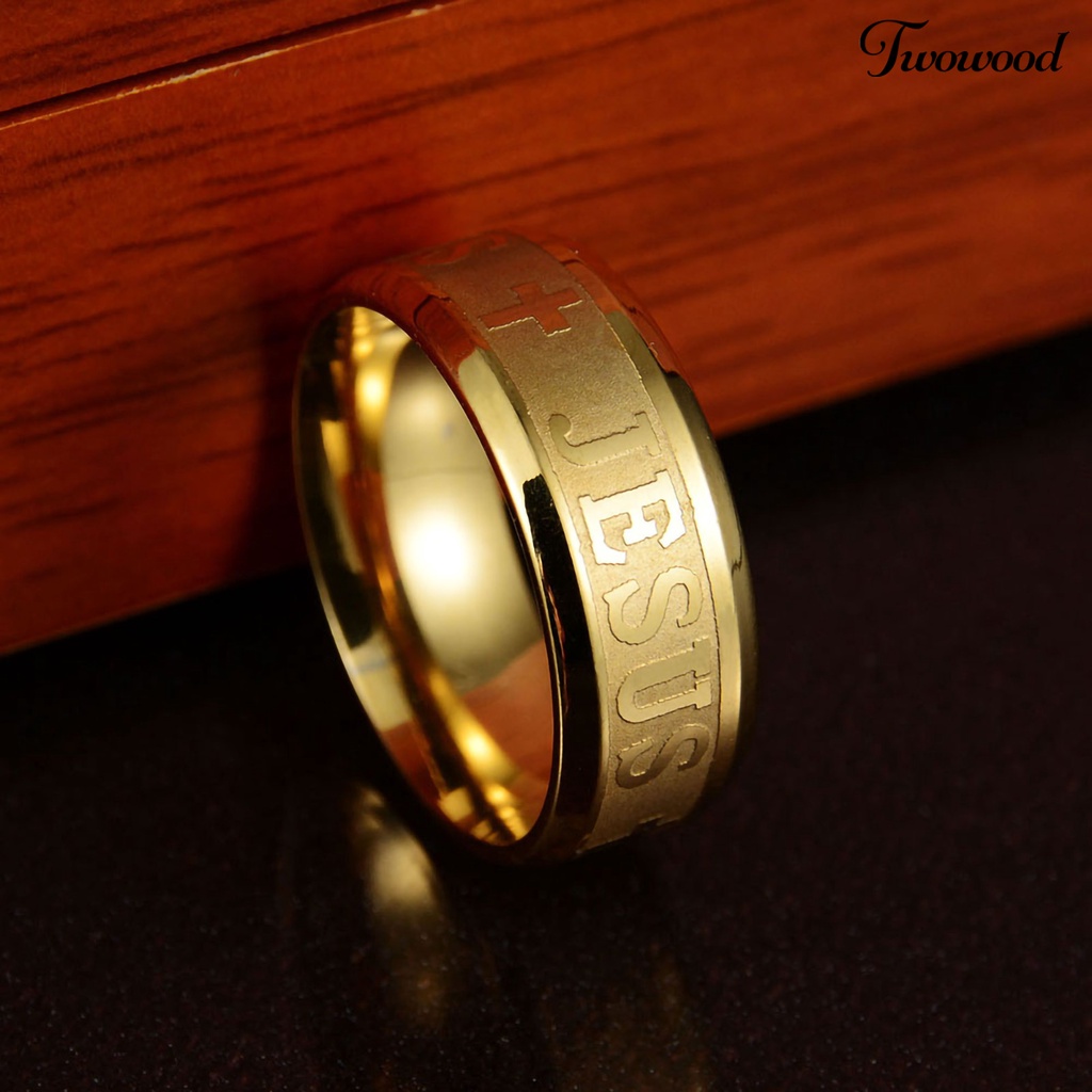 Cincin Bahan Stainless Steel Motif Salib Yesus Untuk Pria Dan Wanita