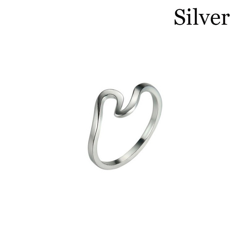 925 Sterling Silver Simple Dainty Thin Wave Ring Beach Sea Surfer Island Jewelry