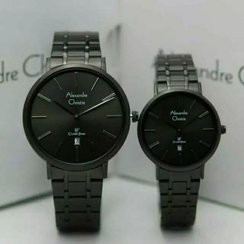 JAM TANGAN COUPLE ALEXANDRE CHRISTIE AC8597 / AC 8597 FULL BLACK ORIGINAL GARANSI RESMI 1TAHUN
